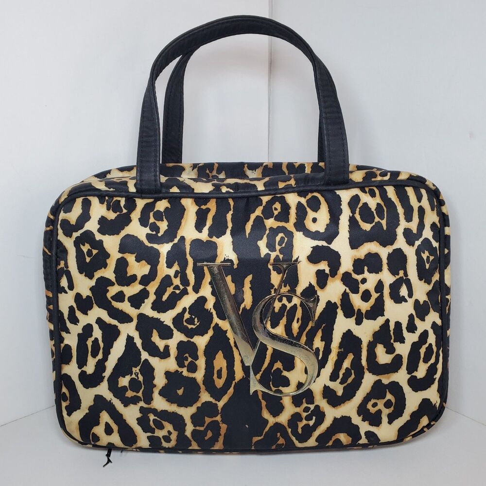 Victoria's Secret Large Travel Toiletry Bag Make-up Bag Leopard Print 90s Y2K